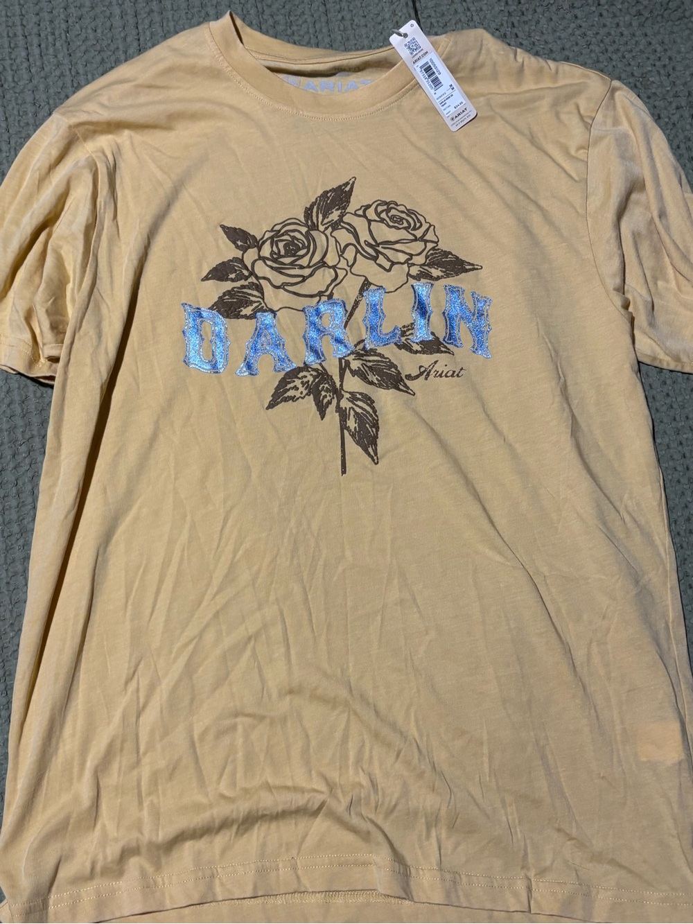 Ariat Short-Sleeve Tee in Tan with Blue 'DARLIN' Graphic